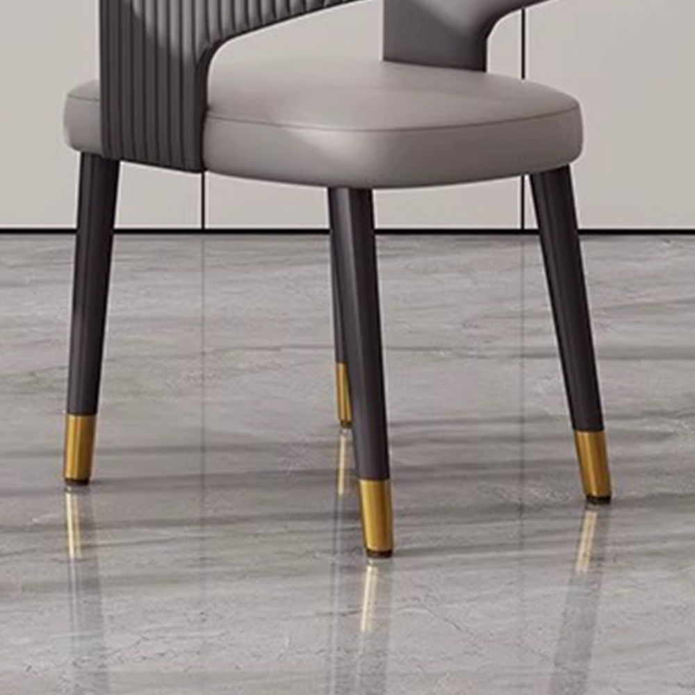 Modern Dark Gray Faux Leather Dining Chairs