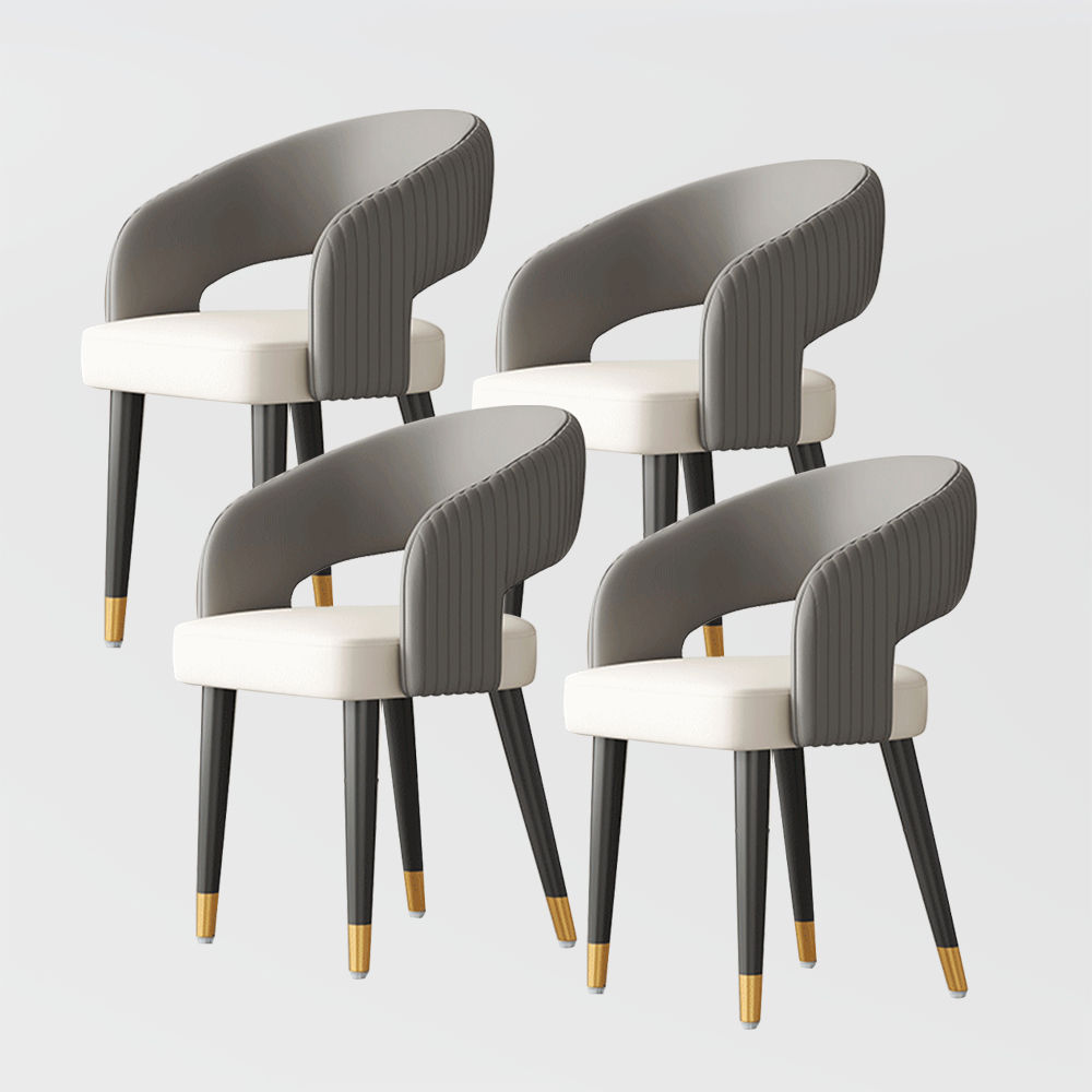 Modern Dark Gray Faux Leather Dining Chairs