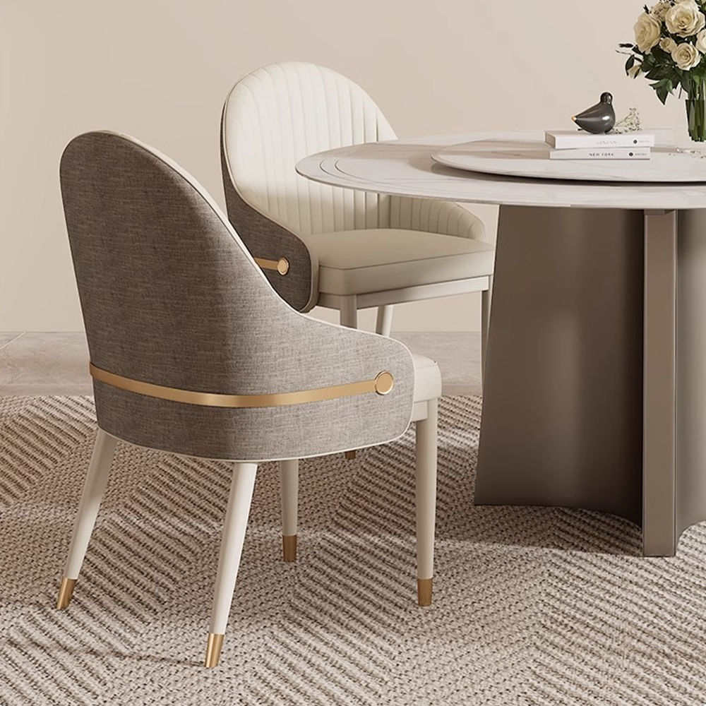 Fully Assemble Beige Faux Leather Dining Chairs
