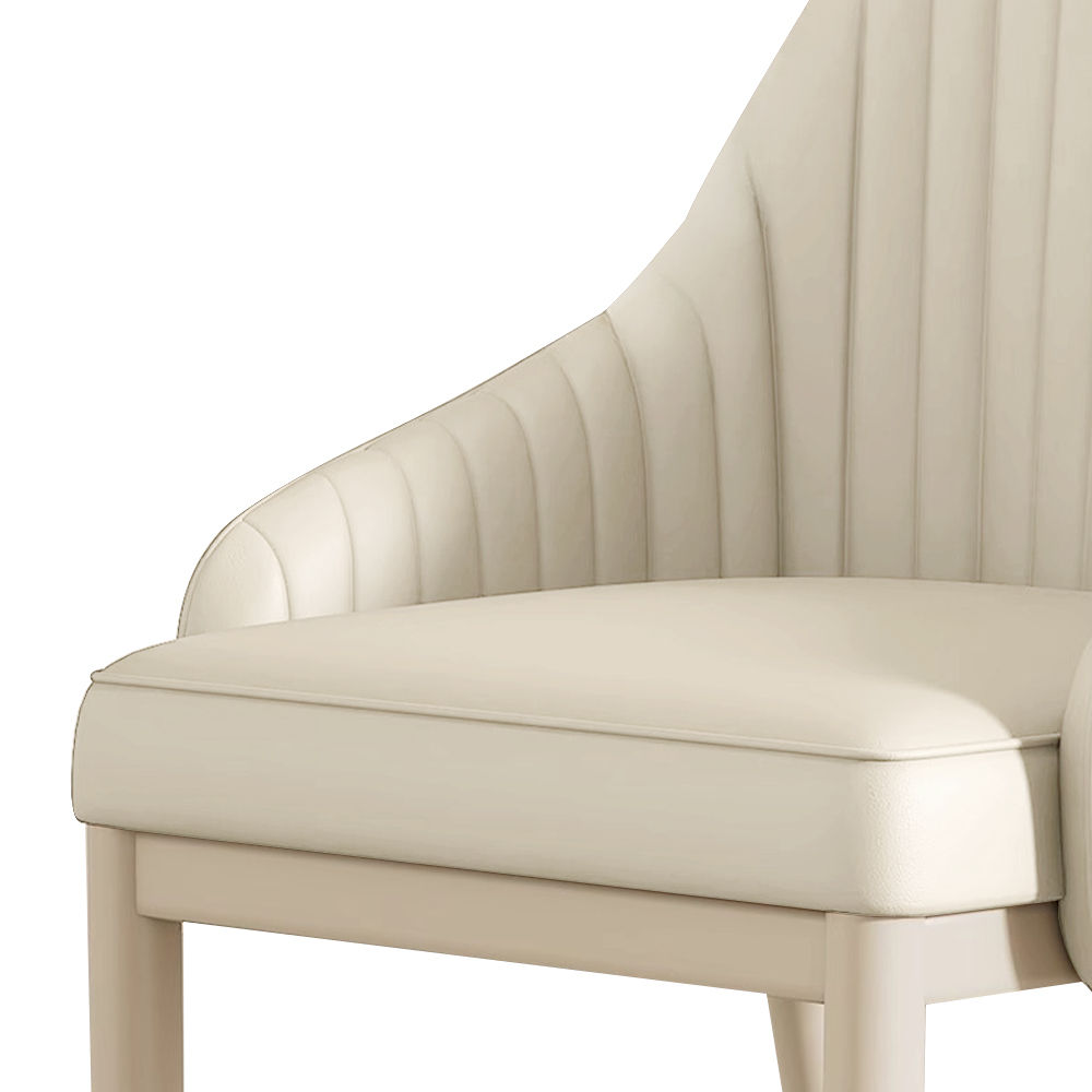 Metal Leg Beige Faux Leather Dining Chairs