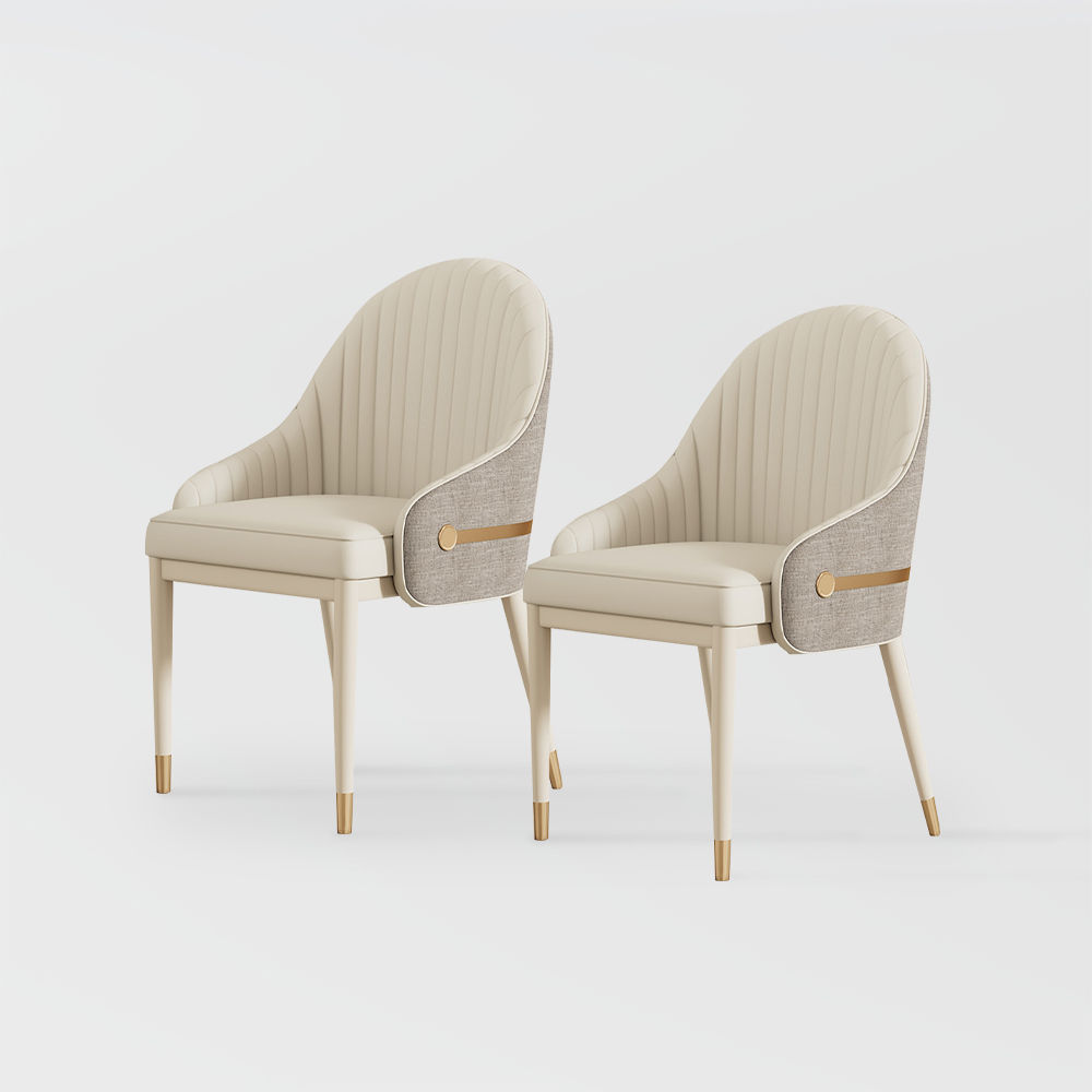 Modern Beige Faux Leather Dining Chairs