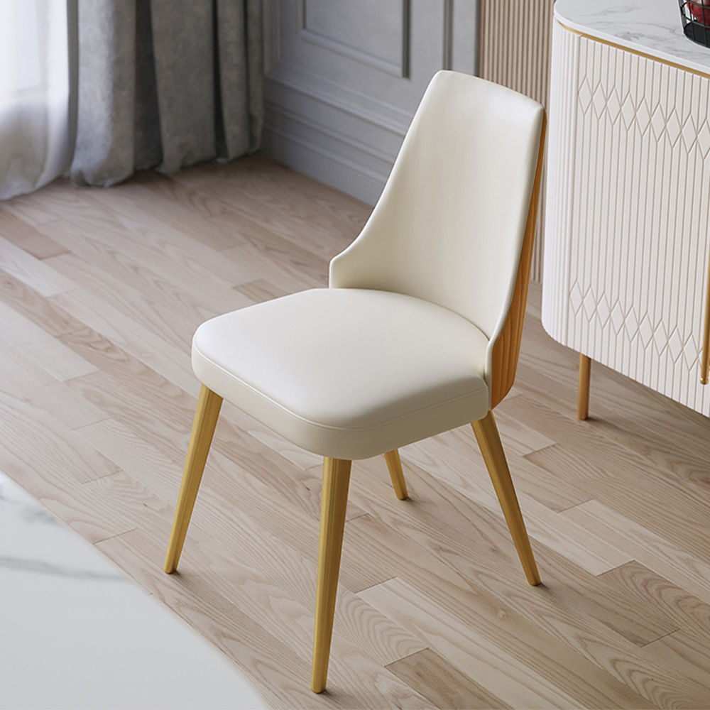 Modern Orange PU Leather Dining Chairs