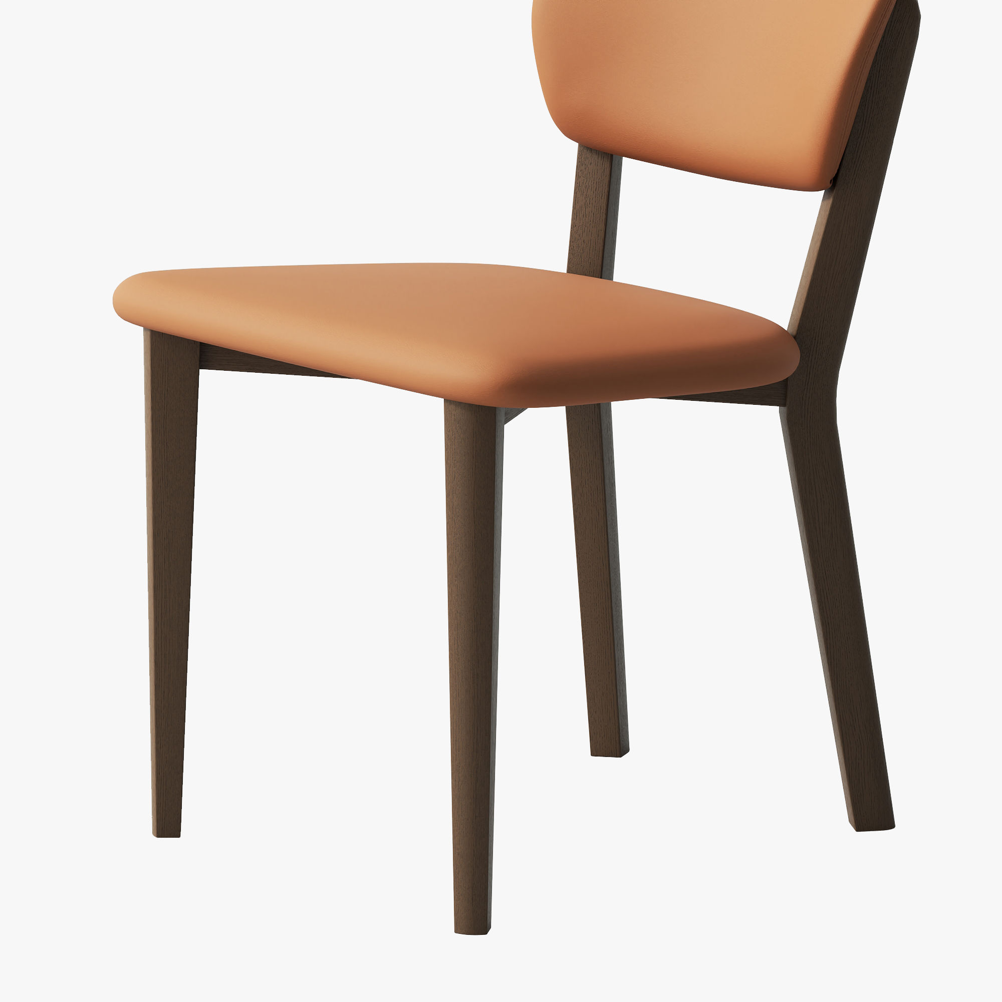 Solid Wood Leg Orange PU Leather Dining Chairs