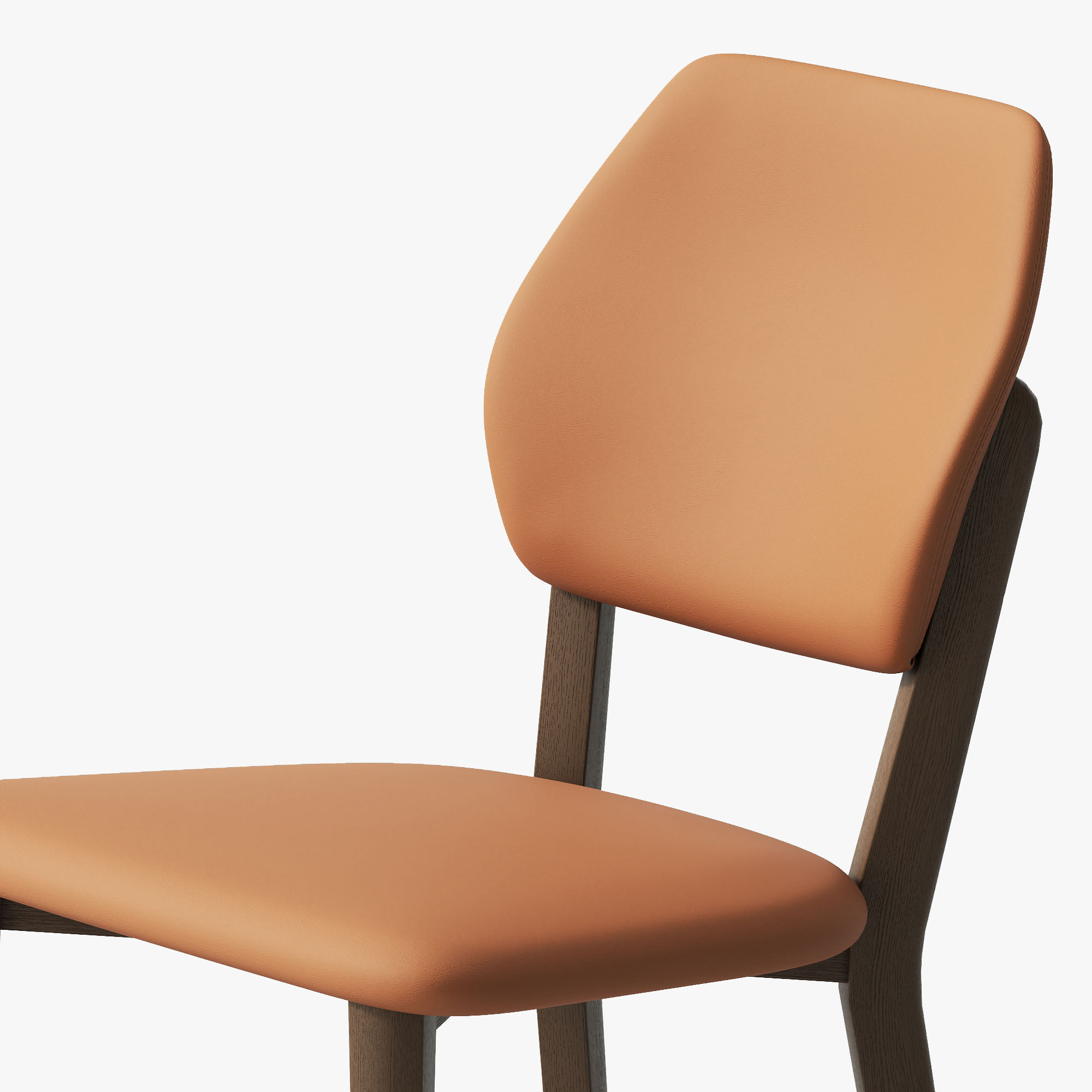 Solid Wood Leg Orange PU Leather Dining Chairs