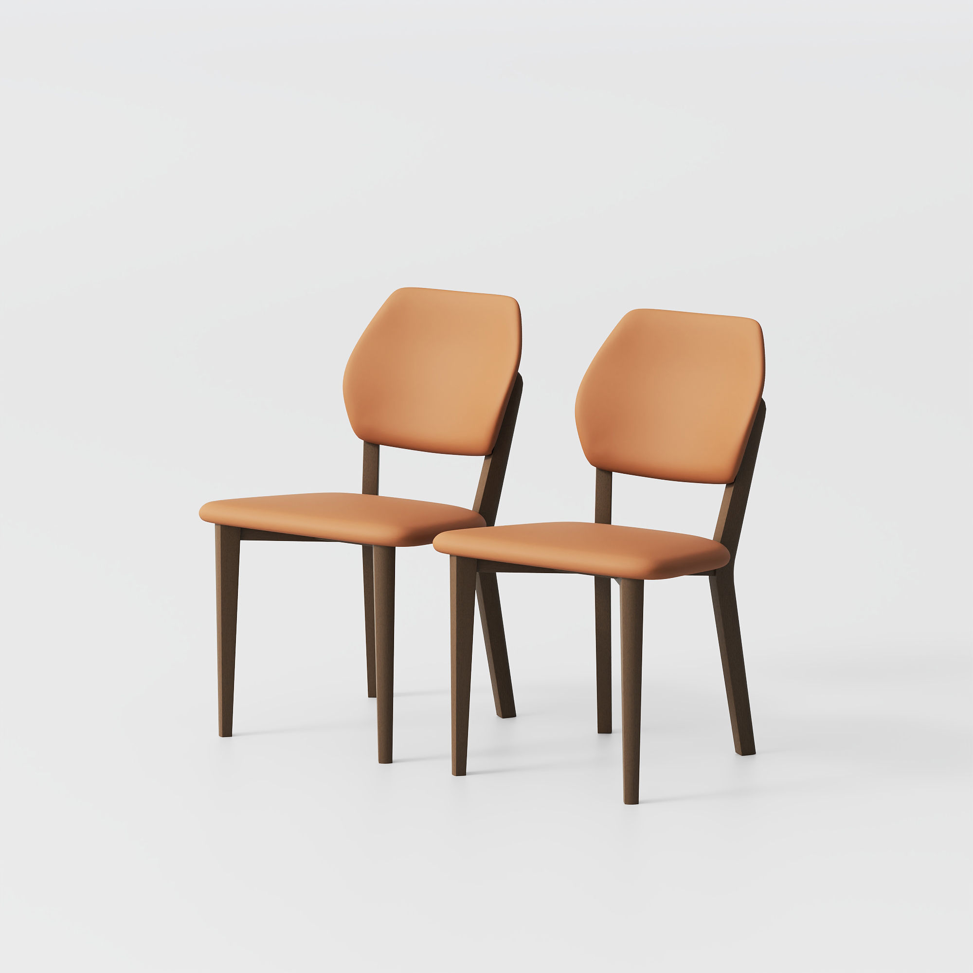 Mid Century Modern Orange PU Leather Dining Chairs