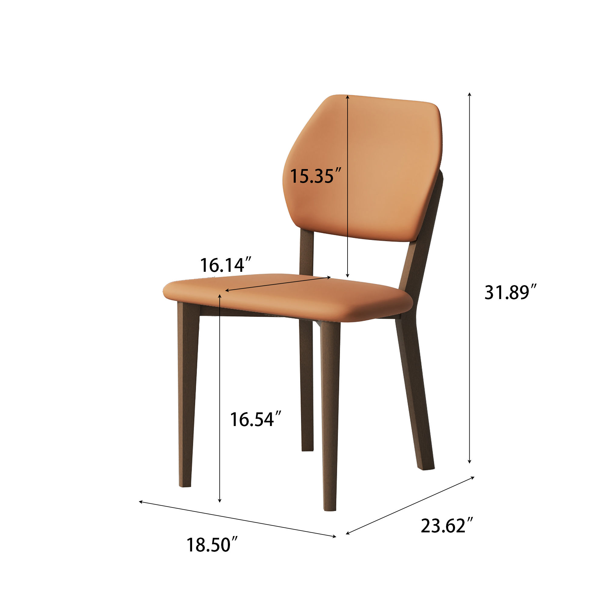 Mid Century Modern Orange PU Leather Dining Chairs
