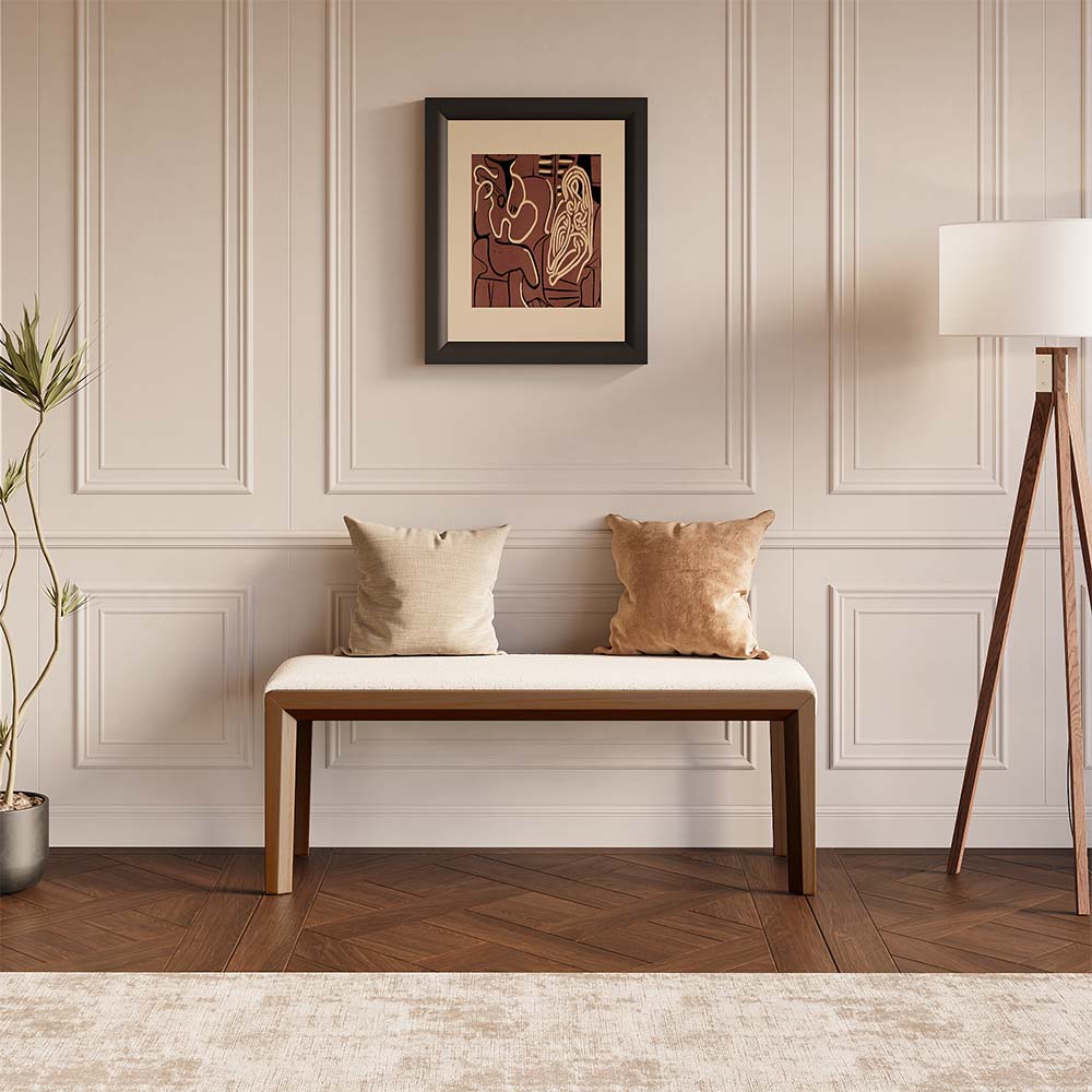 Solid Wood Walnut Color Wood & Faux Lambskin Dining Chairs