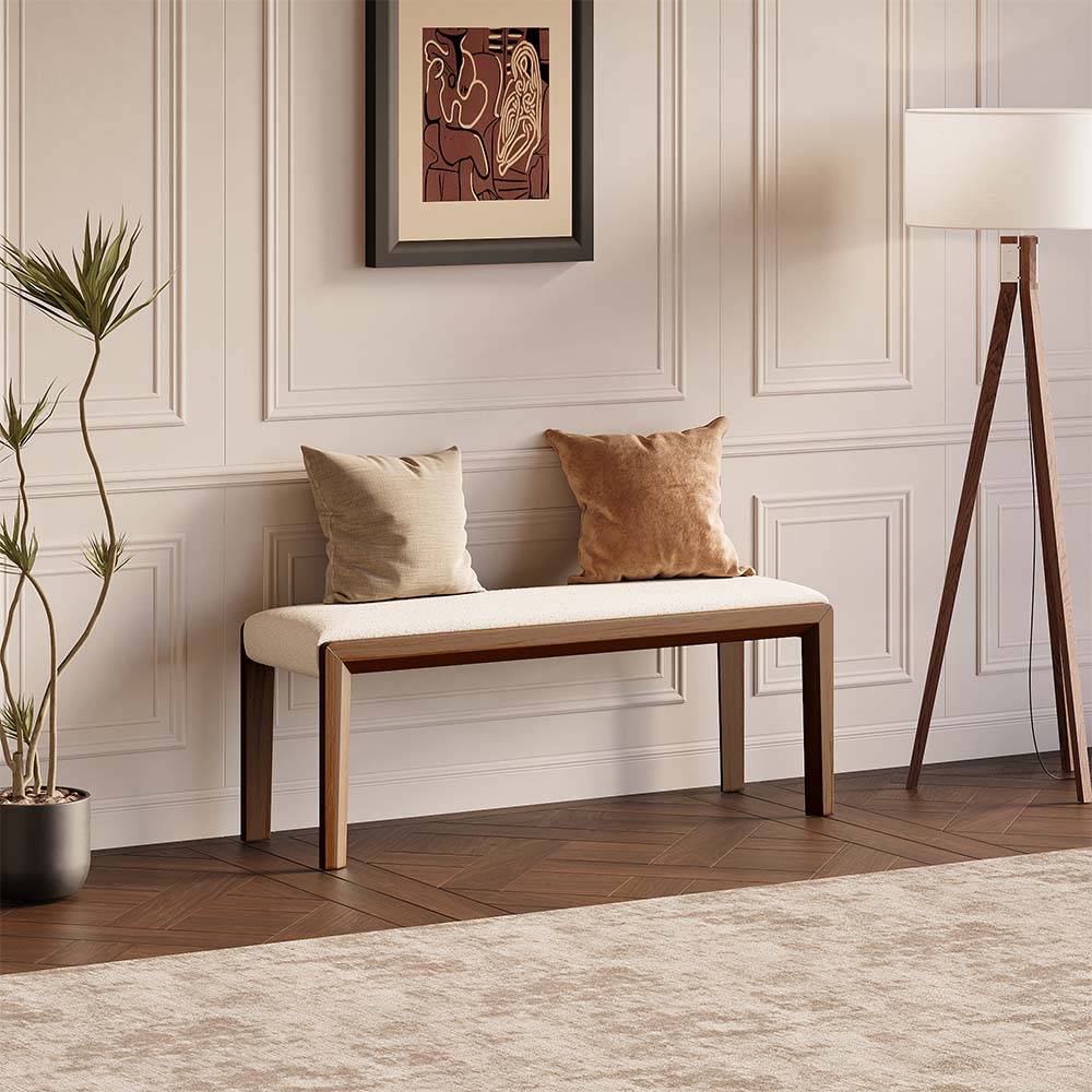 Solid Wood Walnut Color Wood & Faux Lambskin Dining Chairs