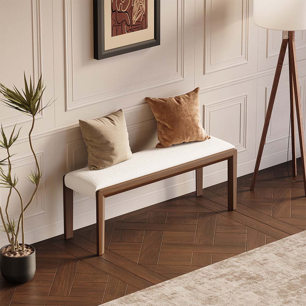 Wood Walnut Color Wood & Faux Lambskin Dining Chairs