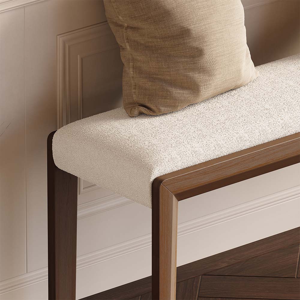 Solid Wood Leg Walnut Color Wood & Faux Lambskin Dining Chairs