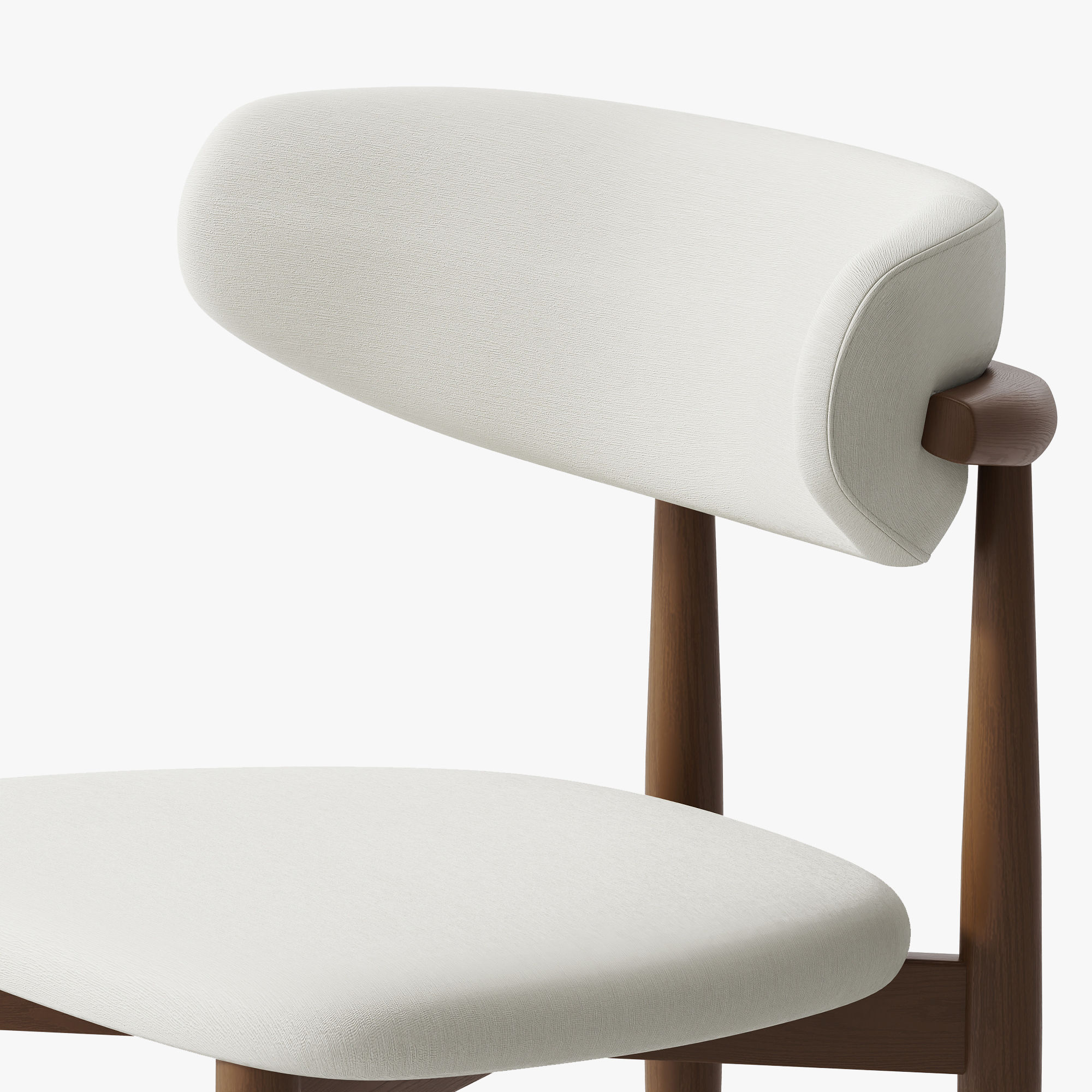 Wood Leg White & Walnut Linen Dining Chairs