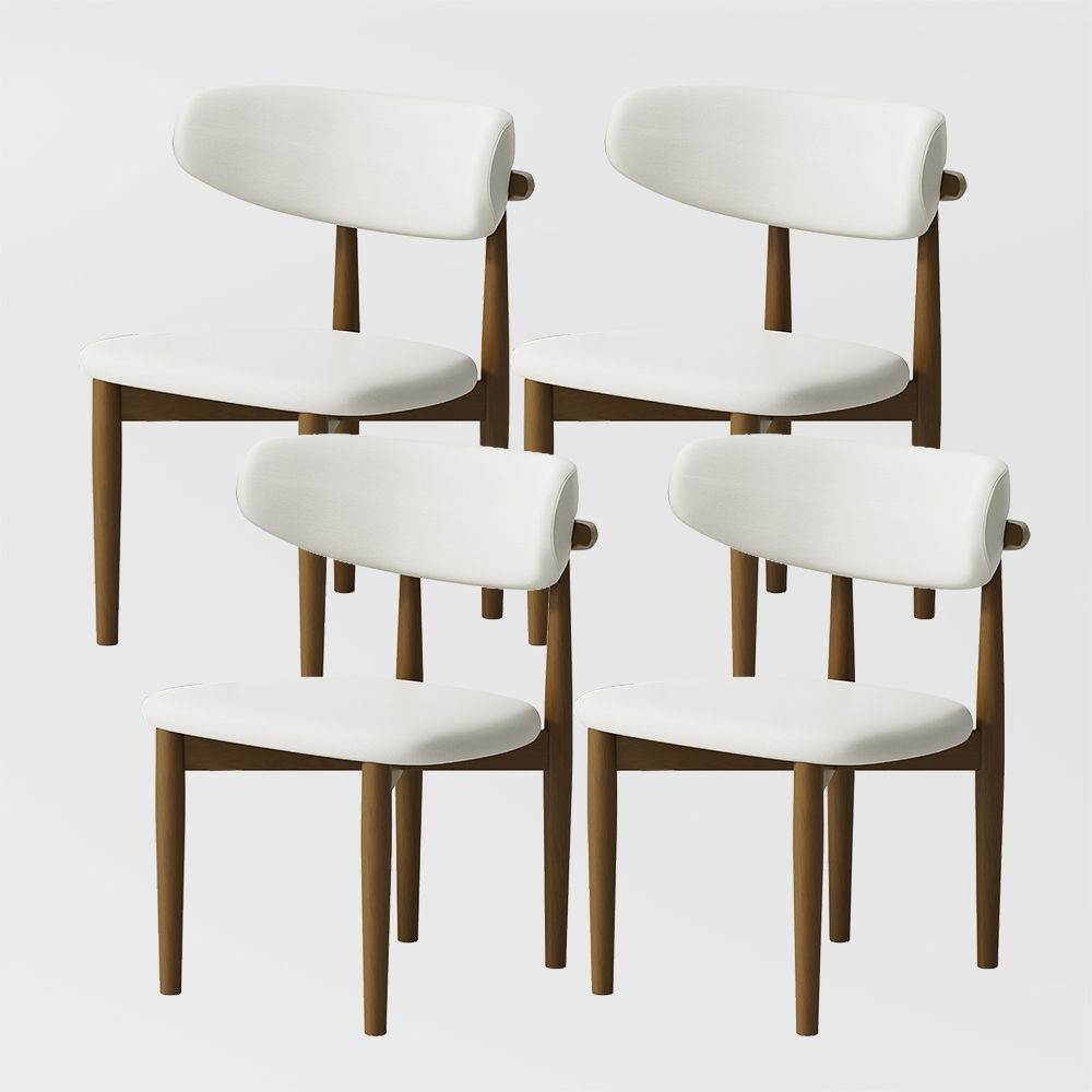 Fully Assemble White & Walnut Linen Dining Chairs