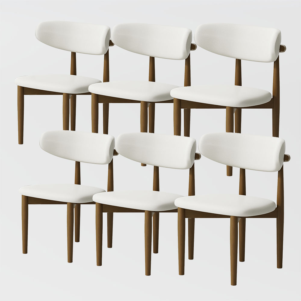 Fully Assemble White & Walnut Linen Dining Chairs