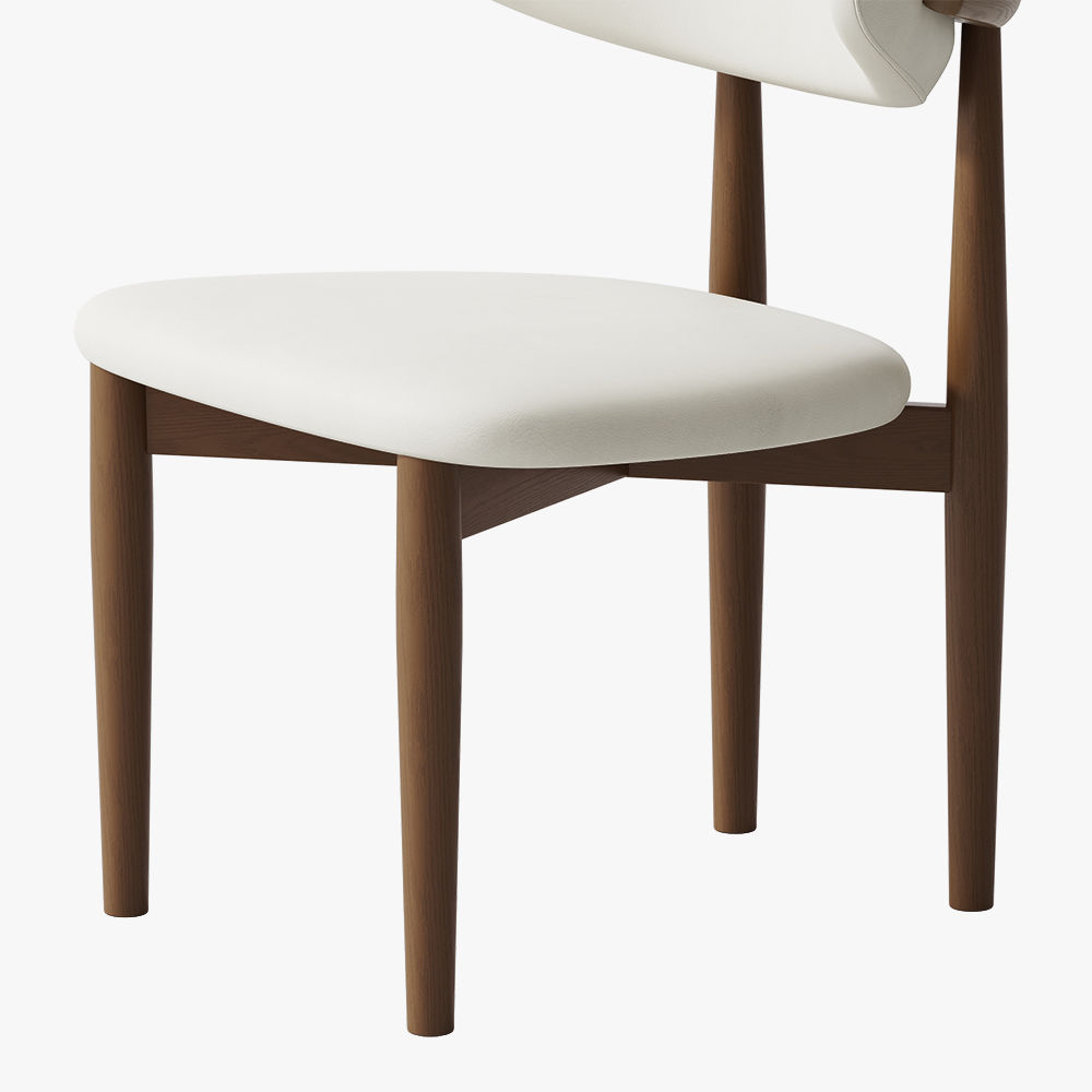 Wood Leg White & Walnut PU Leather Dining Chairs