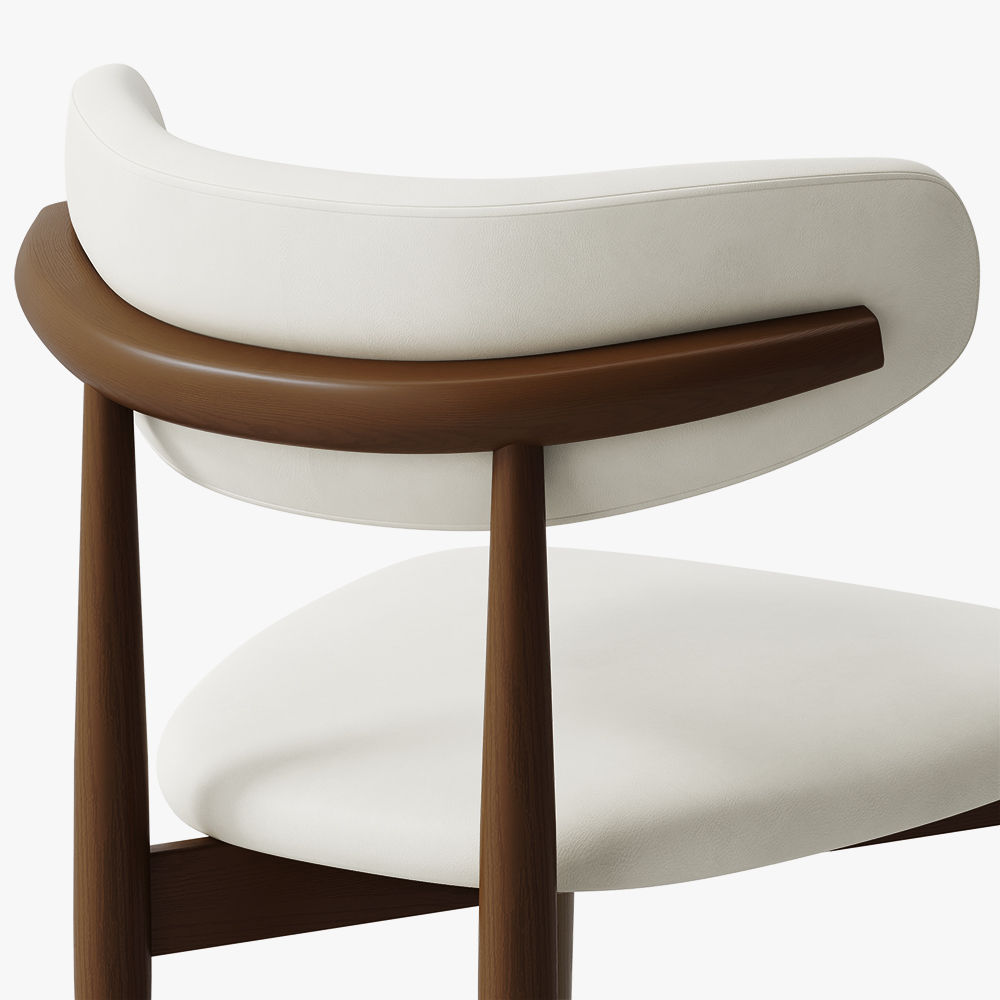 Fully Assemble White & Walnut PU Leather Dining Chairs