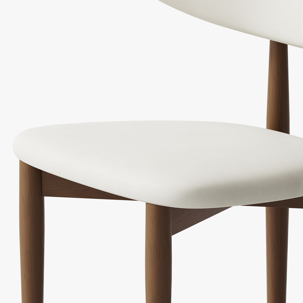 Fully Assemble White & Walnut PU Leather Dining Chairs