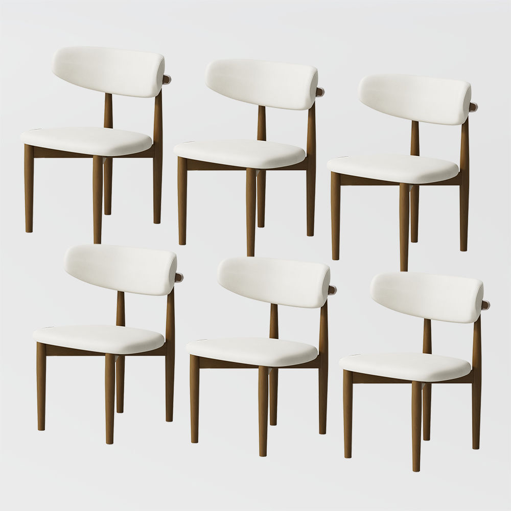 Fully Assemble White & Walnut PU Leather Dining Chairs