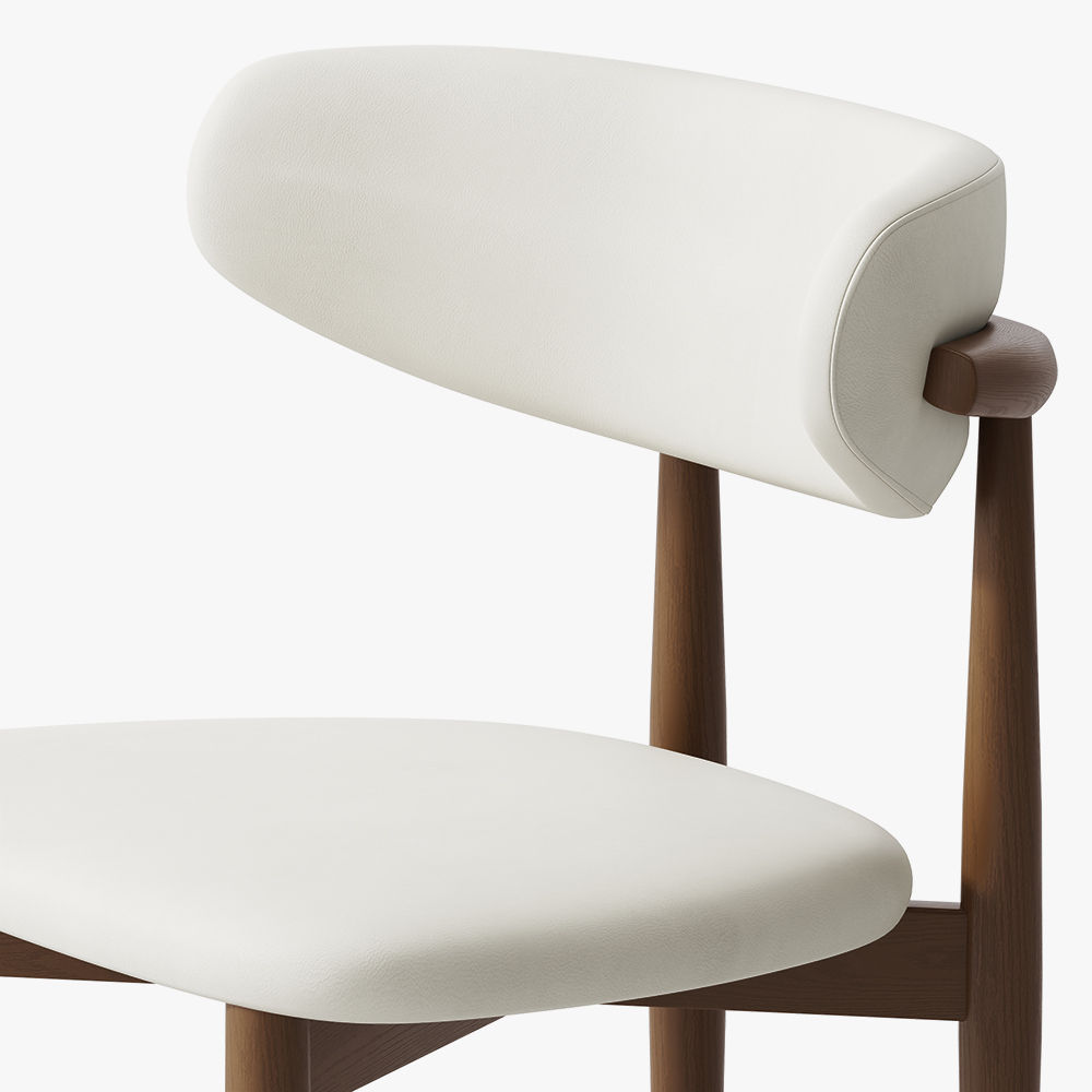 Solid Wood White & Walnut PU Leather Dining Chairs