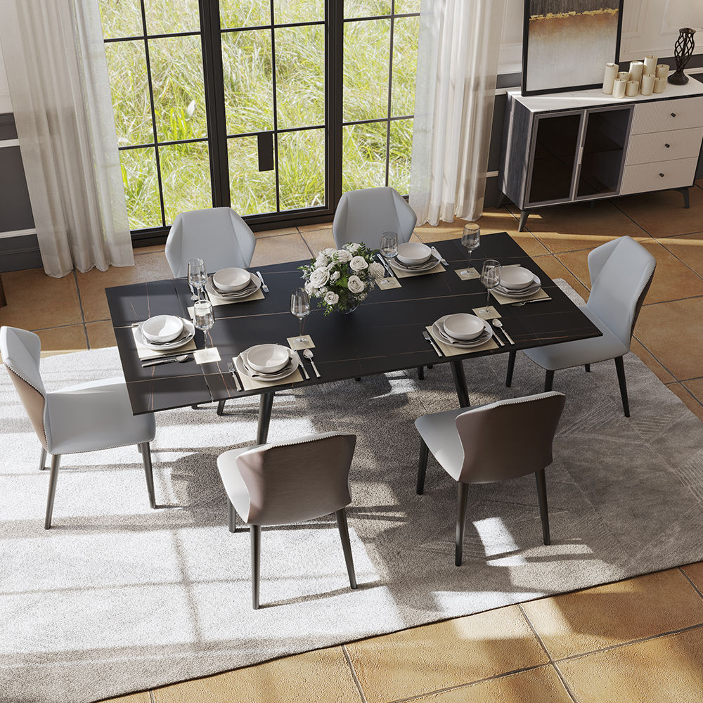 Two-piece Gray & Brown PU Leather Dining Chairs