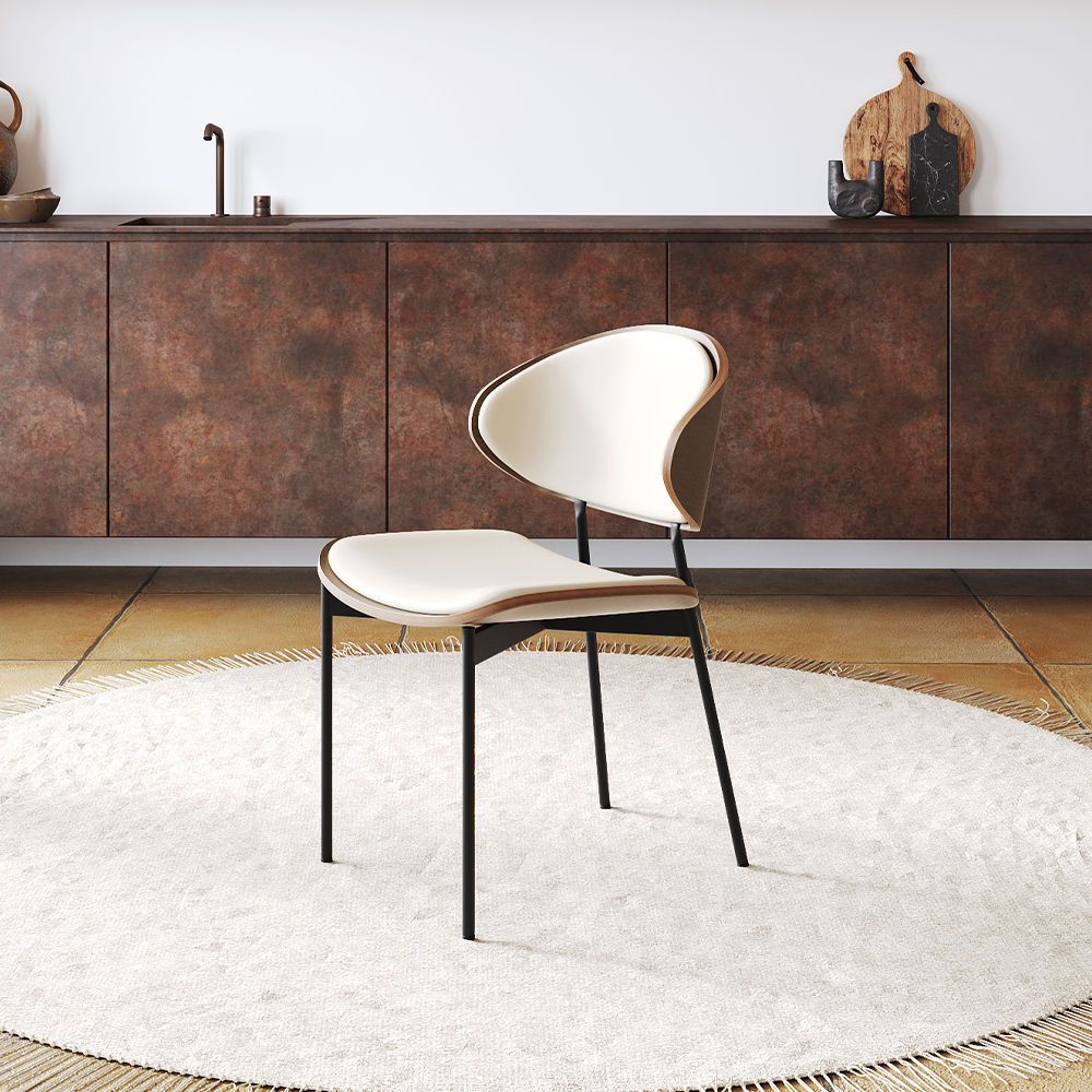 for 8 White & Walnut PU Leather Dining Chairs