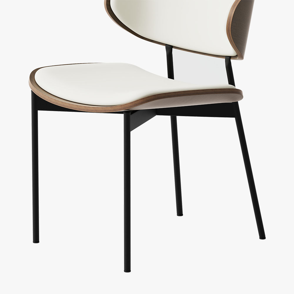 Modern White & Walnut PU Leather Dining Chairs