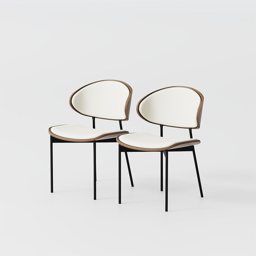for 6 White & Walnut PU Leather Dining Chairs