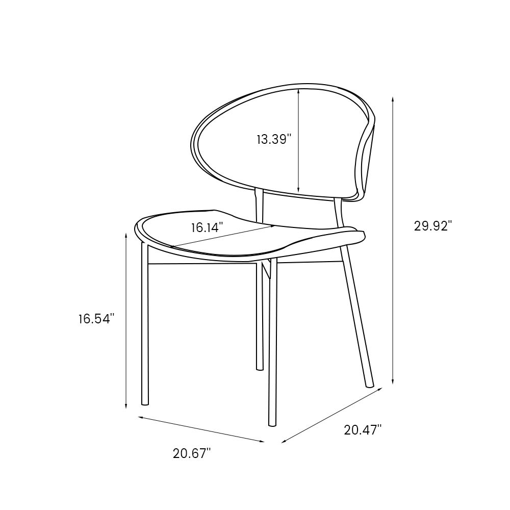 2 Seaters White & Walnut PU Leather Dining Chairs