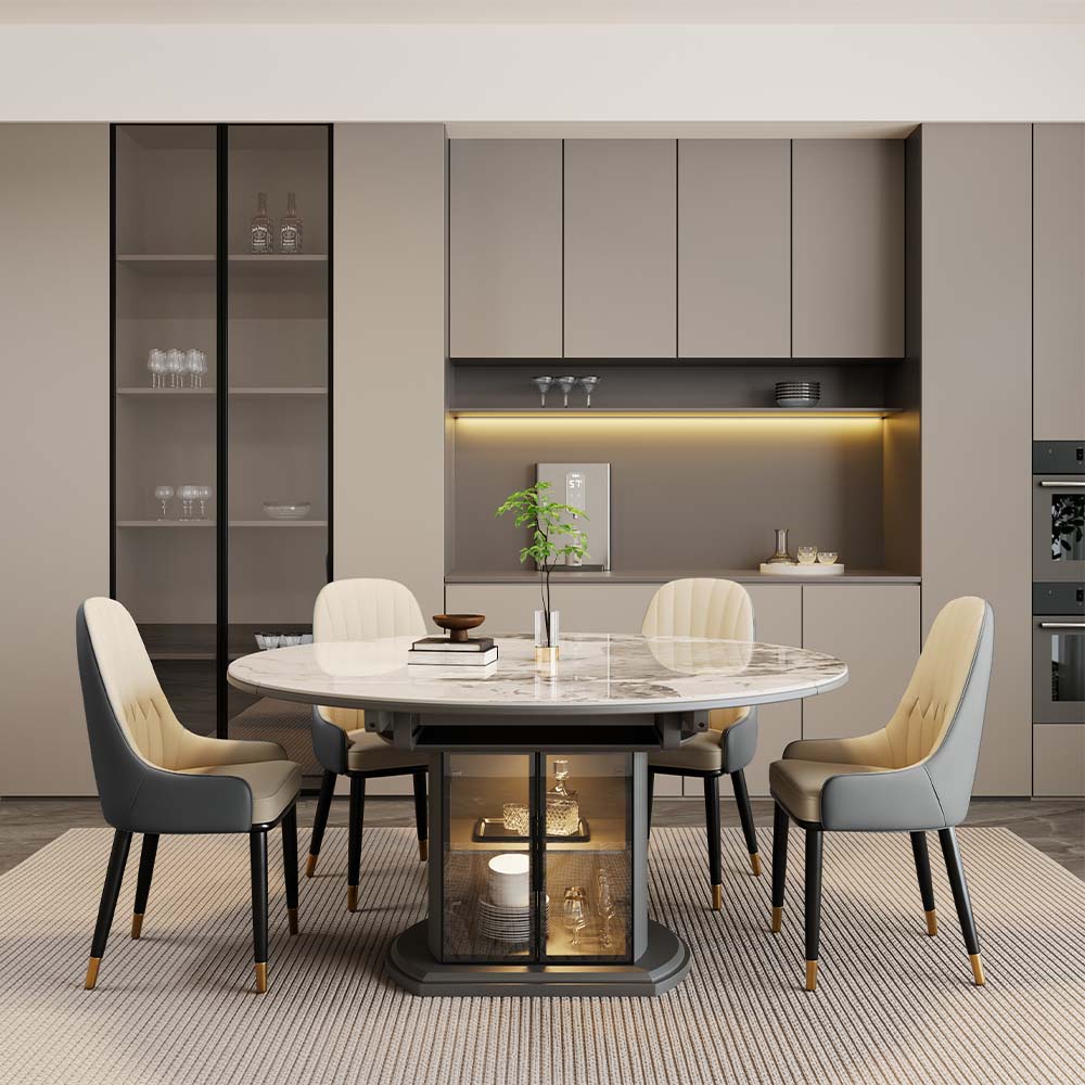 Leather Gray PU Leather Dining Chairs