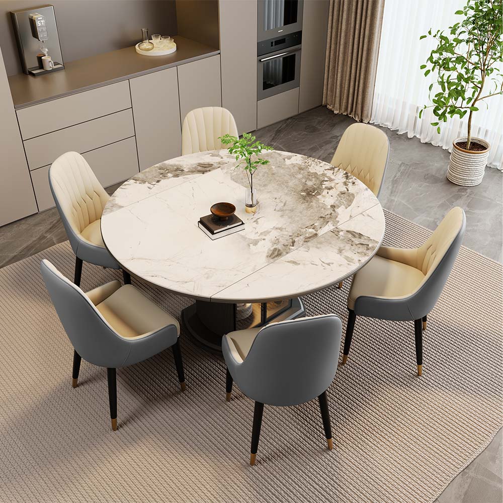 Leather Gray PU Leather Dining Chairs