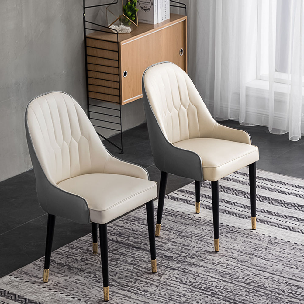 Color Matching Gray PU Leather Dining Chairs