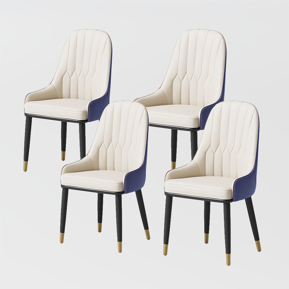 Partly Assemble Navy Blue PU Leather Dining Chairs