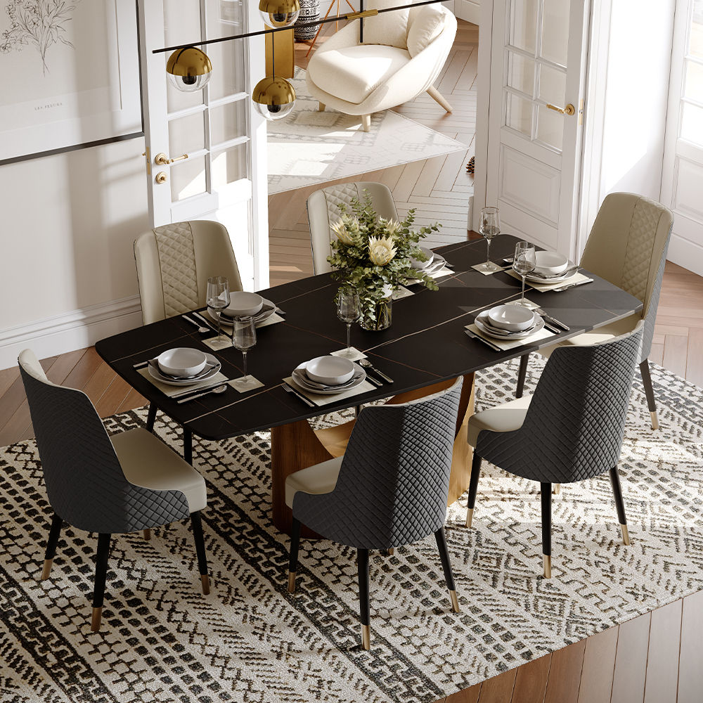 Two-piece Gray PU Leather Dining Chairs