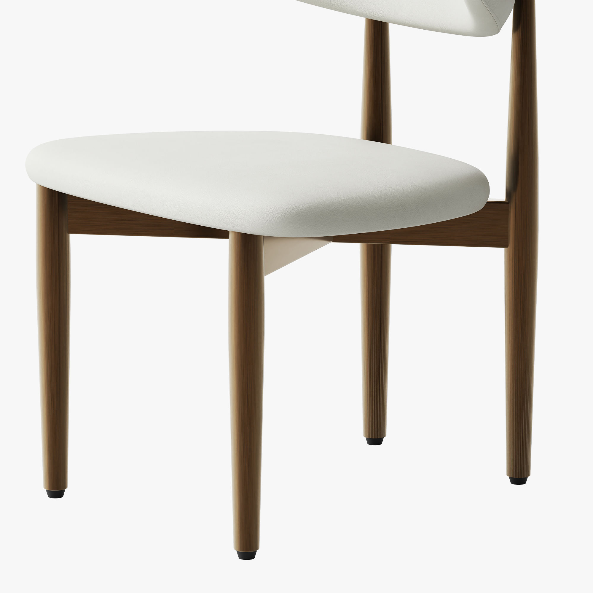 Solid Wood White & Bronze PU Leather Dining Chairs
