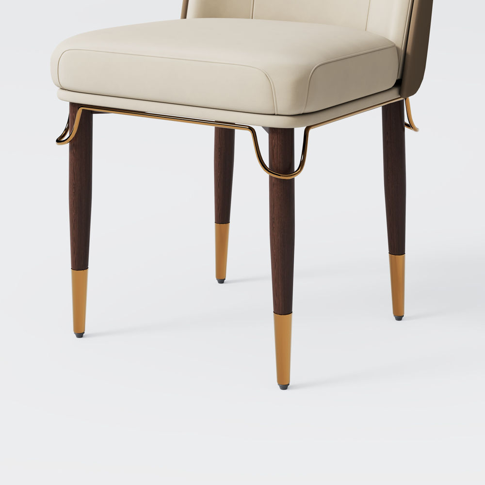 Two-piece Beige Leather Dining Chairs