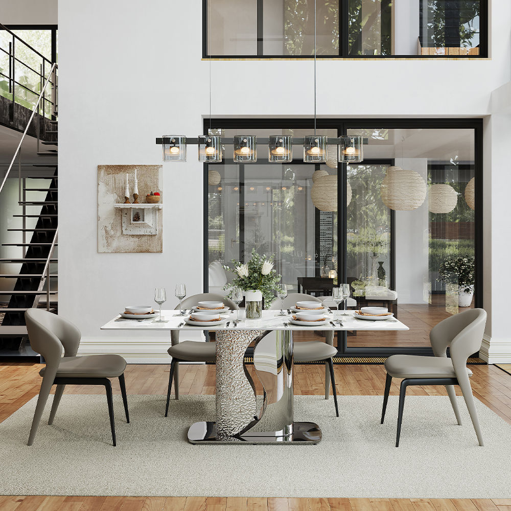 Modern Khaki PU Leather Dining Chairs