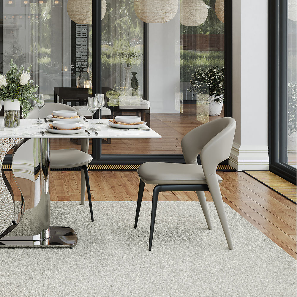 Modern Minimalist Khaki PU Leather Dining Chairs