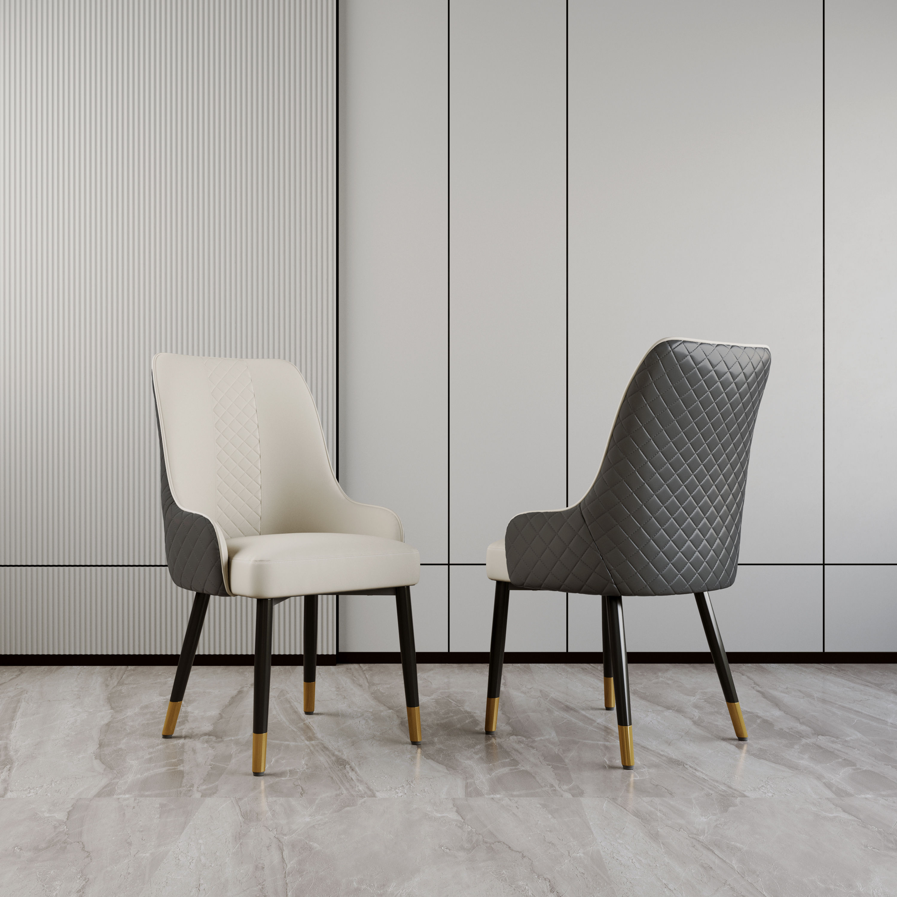 Gray PU Leather Dining Chairs