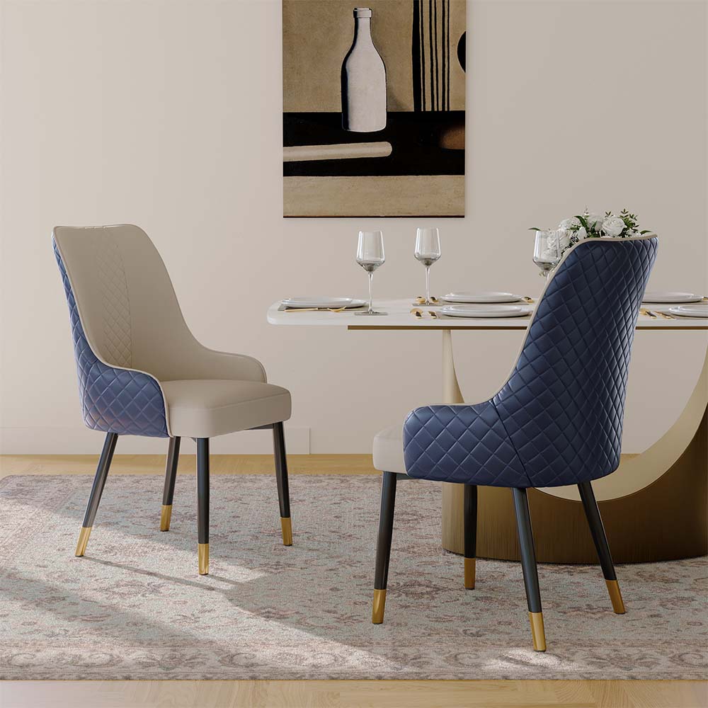 Navy Blue PU Leather Dining Chairs
