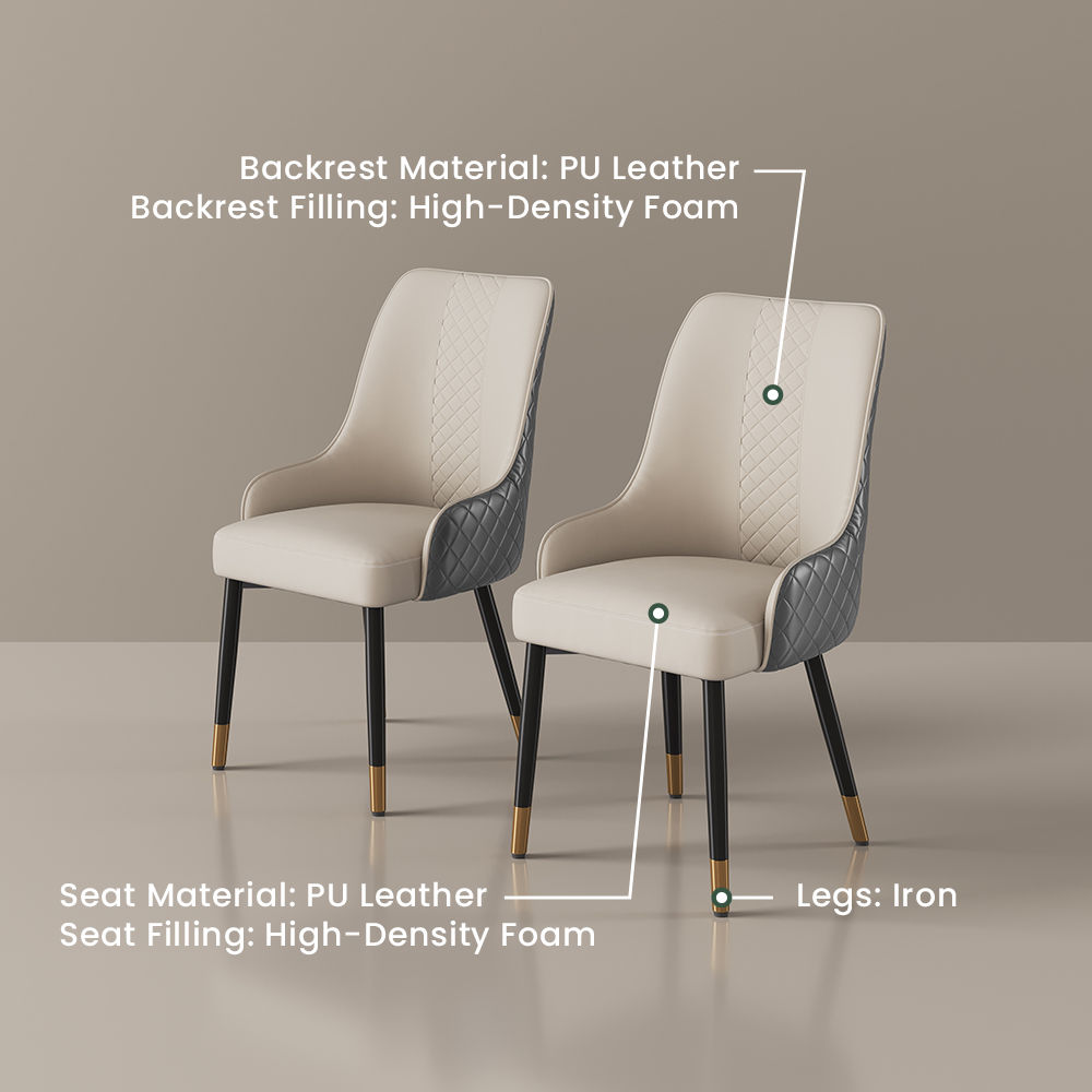 Modern Luxury Gray PU Leather Dining Chairs