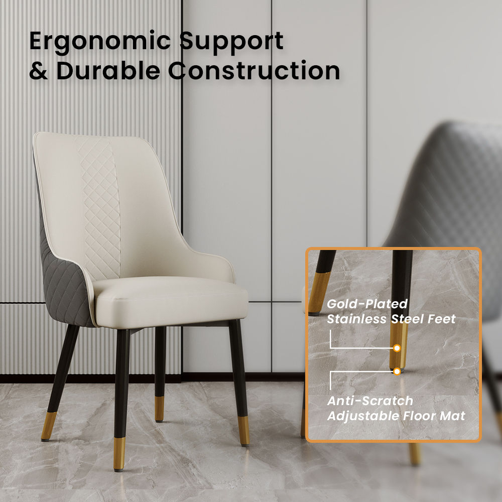 Color Matching Gray PU Leather Dining Chairs