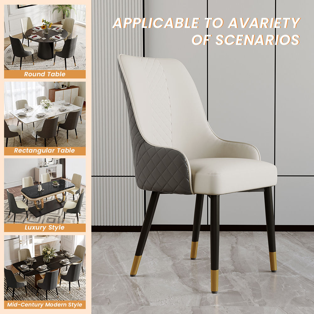 Color Matching Gray PU Leather Dining Chairs