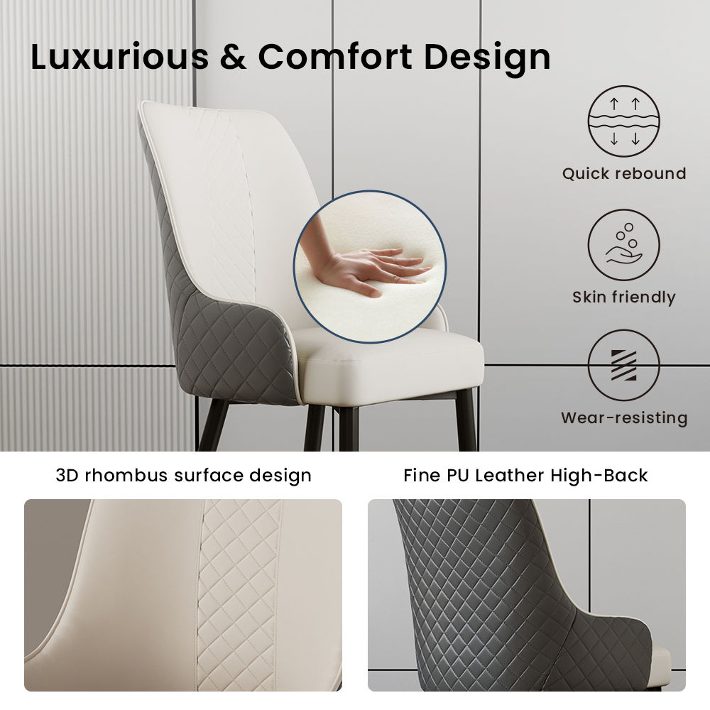 Modern Luxury Gray PU Leather Dining Chairs