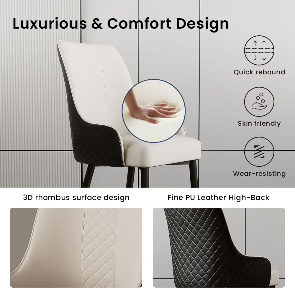 Partly Assemble Black PU Leather Dining Chairs