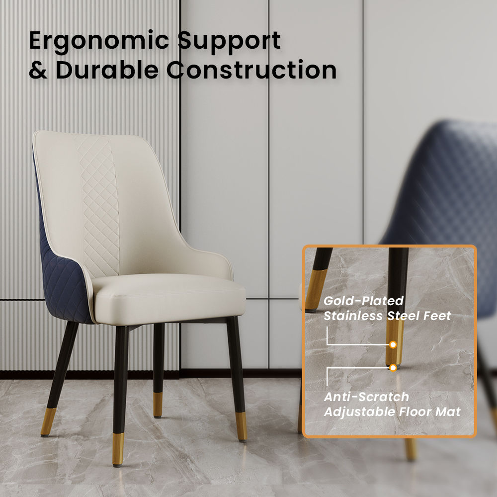 Modern Navy Blue PU Leather Dining Chairs