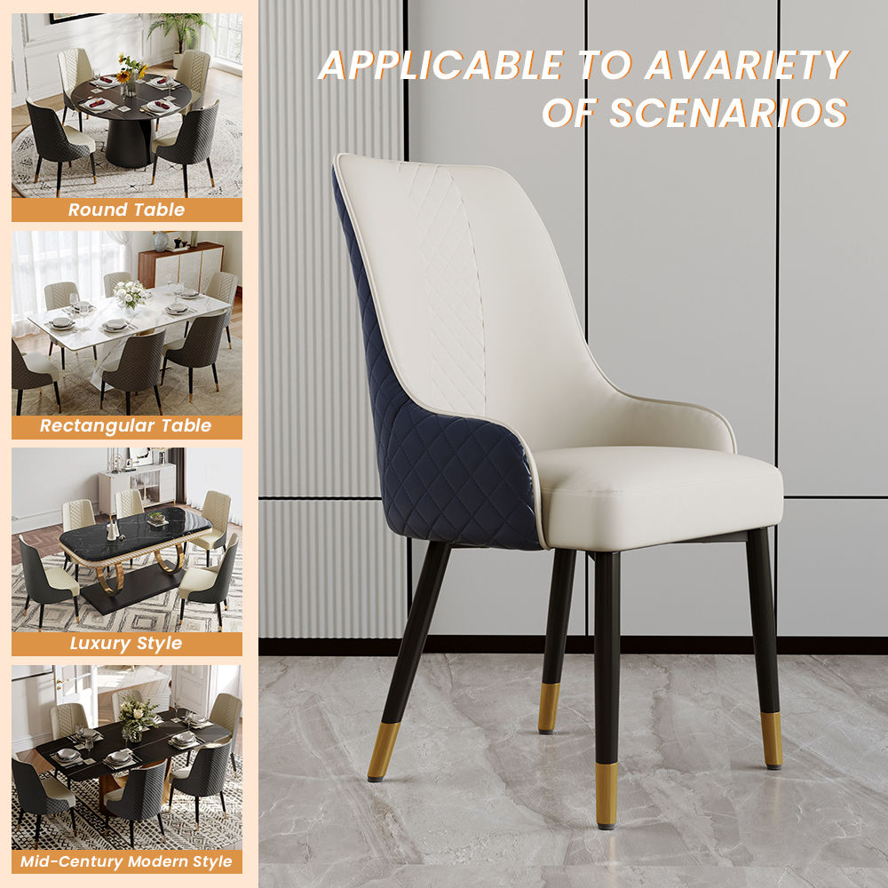 Two-piece Navy Blue PU Leather Dining Chairs