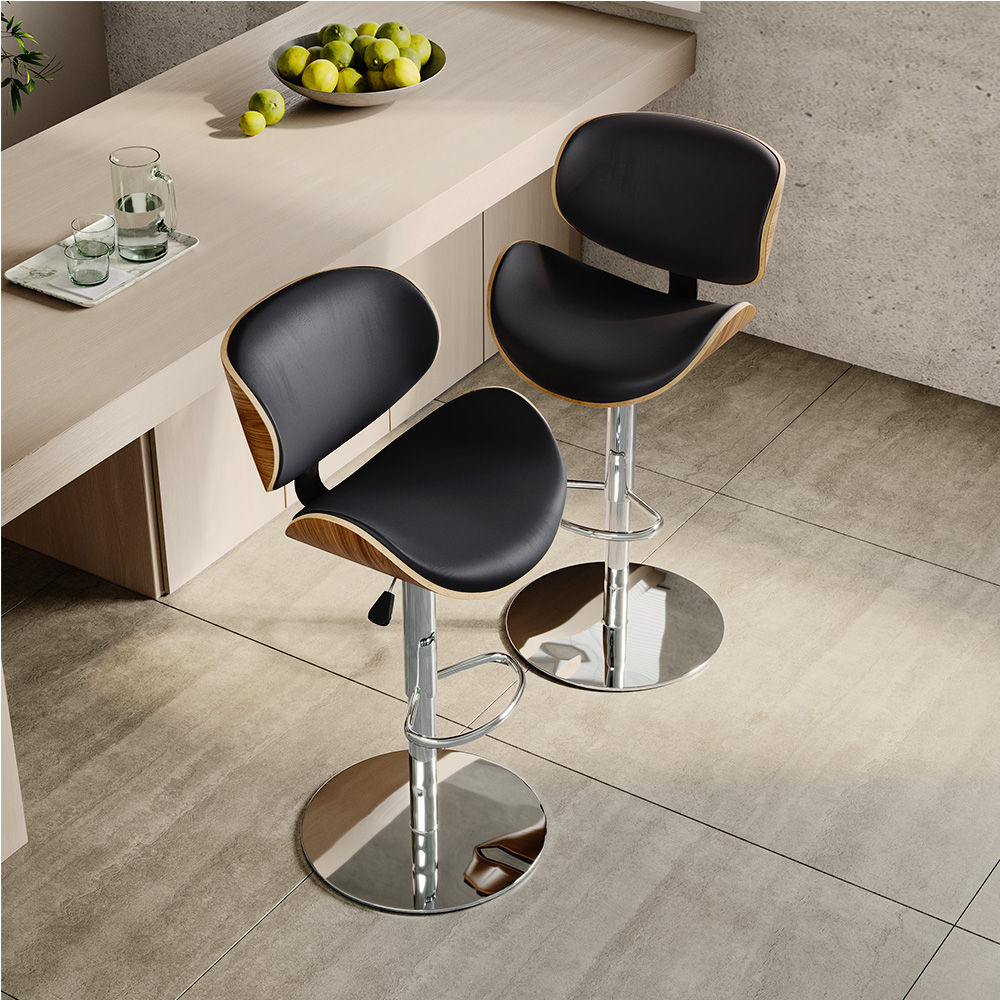 Black & Walnut PU Leather Dining Chairs