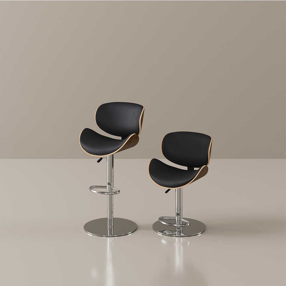 Black & Walnut PU Leather Dining Chairs