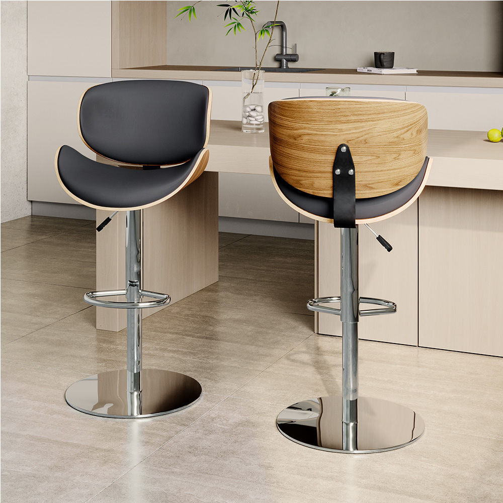 Black & Walnut PU Leather Dining Chairs