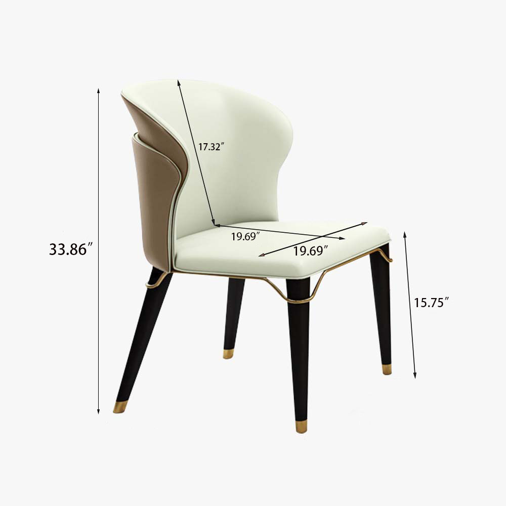 Beige Brown & Beige Leather Dining Chairs