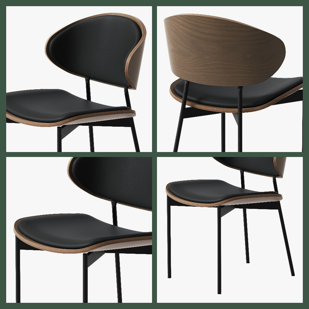 Fully Assembled Black & Walnut PU Leather Dining Chairs